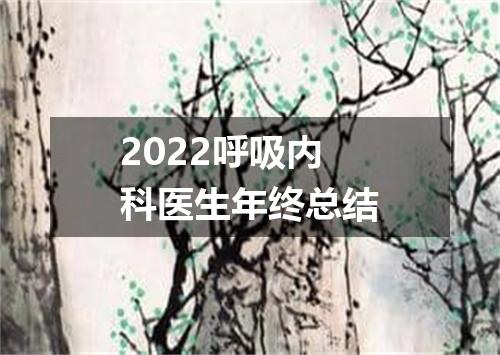 2022呼吸内科医生年终总结