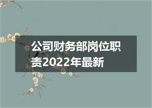 公司财务部岗位职责2022年最新