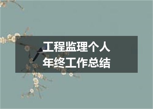 工程监理个人年终工作总结