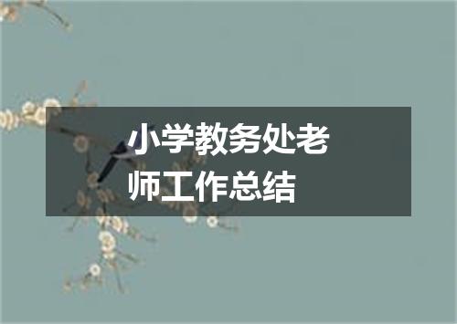 小学教务处老师工作总结