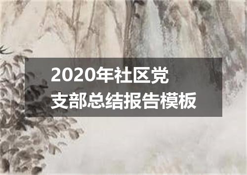 2020年社区党支部总结报告模板