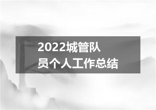 2022城管队员个人工作总结