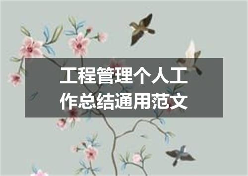工程管理个人工作总结通用范文