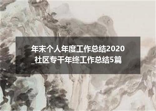 年末个人年度工作总结2020_社区专干年终工作总结5篇