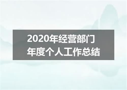 2020年经营部门年度个人工作总结