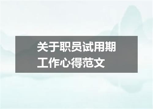关于职员试用期工作心得范文