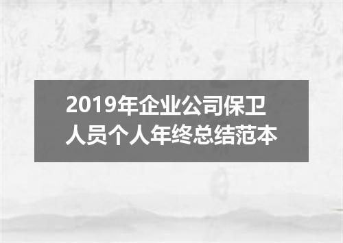 2019年企业公司保卫人员个人年终总结范本