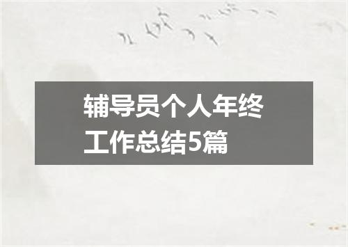 辅导员个人年终工作总结5篇