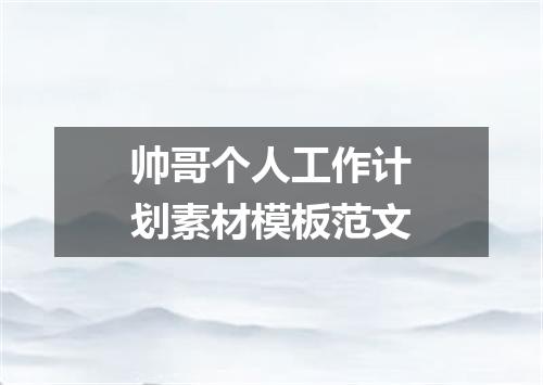 帅哥个人工作计划素材模板范文
