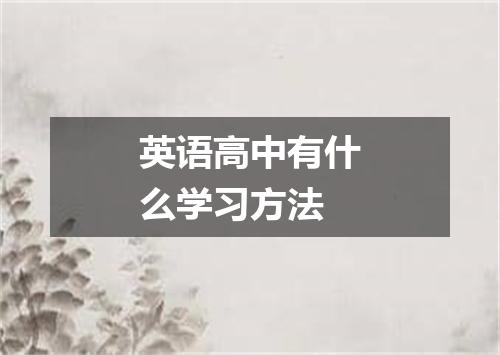 英语高中有什么学习方法