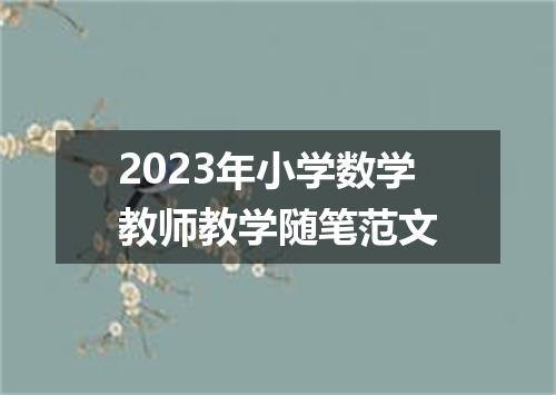 2023年小学数学教师教学随笔范文