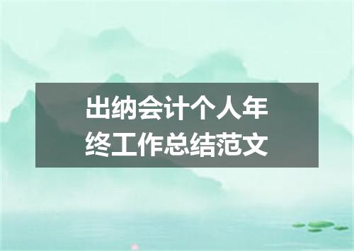 出纳会计个人年终工作总结范文