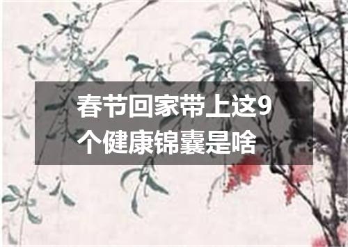 春节回家带上这9个健康锦囊是啥