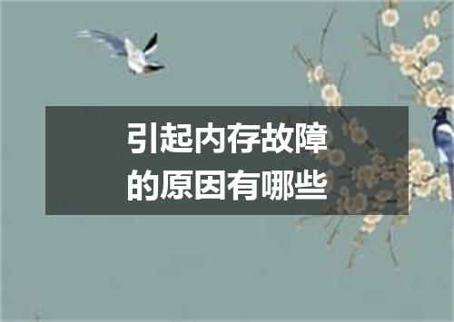 引起内存故障的原因有哪些
