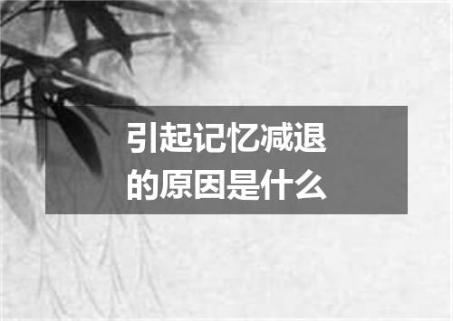 引起记忆减退的原因是什么