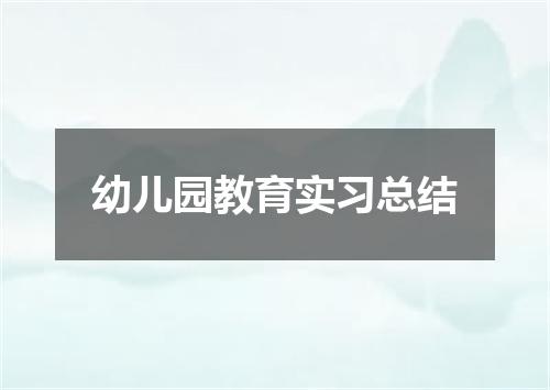 幼儿园教育实习总结