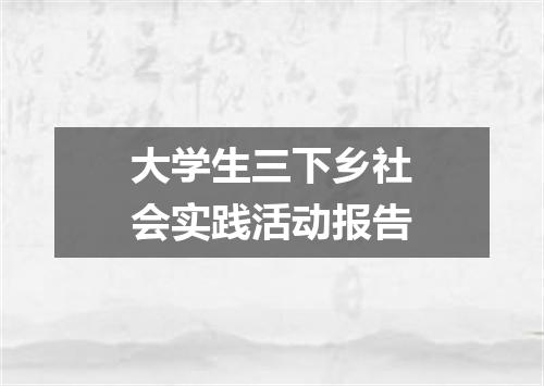 大学生三下乡社会实践活动报告