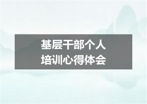 基层干部个人培训心得体会