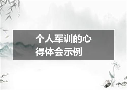 个人军训的心得体会示例