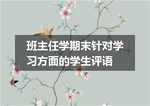 班主任学期末针对学习方面的学生评语