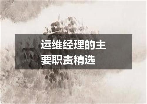 运维经理的主要职责精选