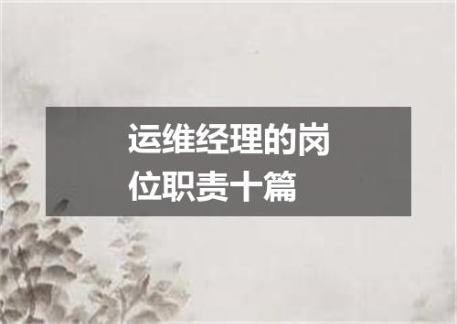 运维经理的岗位职责十篇
