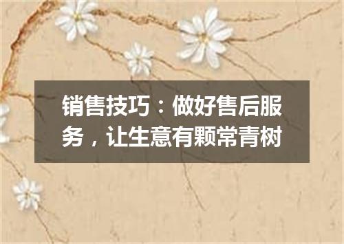 销售技巧:做好售后服务,让生意有颗常青树