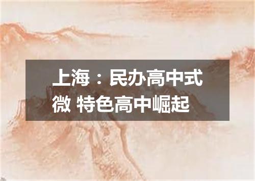 上海:民办高中式微 特色高中崛起