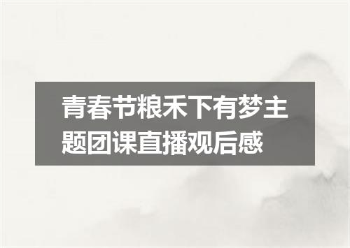 青春节粮禾下有梦主题团课直播观后感
