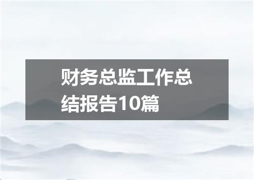 财务总监工作总结报告10篇