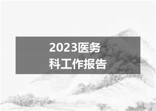 2023医务科工作报告