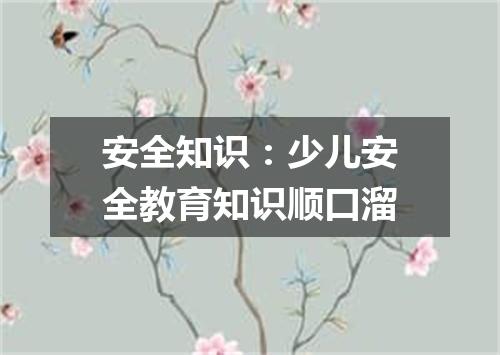 安全知识:少儿安全教育知识顺口溜