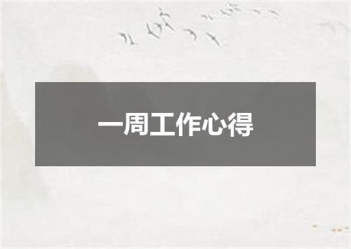 一周工作心得