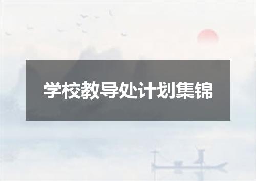 学校教导处计划集锦