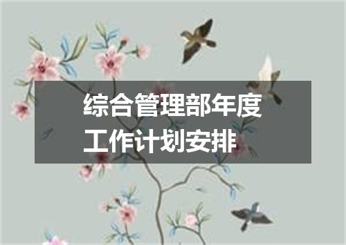 综合管理部年度工作计划安排
