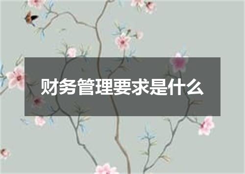 财务管理要求是什么