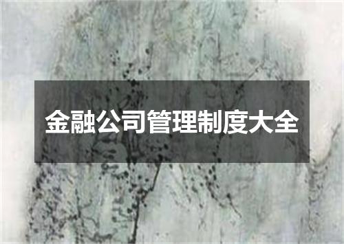 金融公司管理制度大全