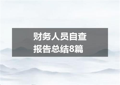 财务人员自查报告总结8篇