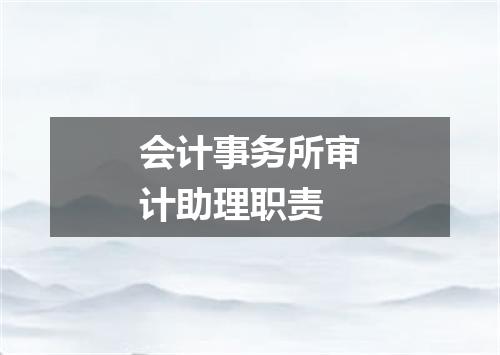 会计事务所审计助理职责