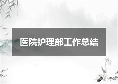 医院护理部工作总结