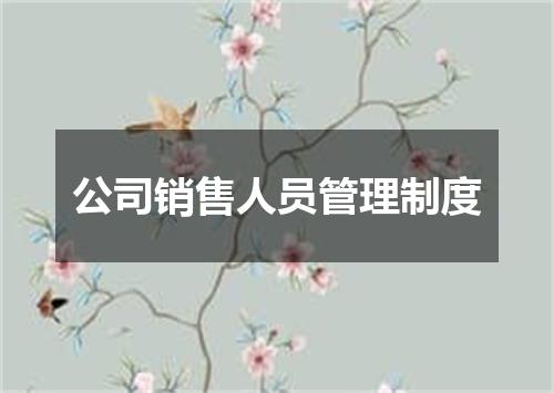公司销售人员管理制度