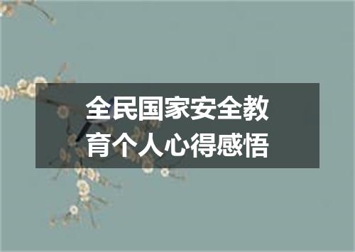 全民国家安全教育个人心得感悟
