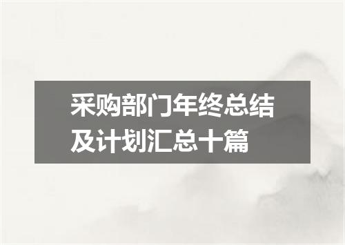 采购部门年终总结及计划汇总十篇