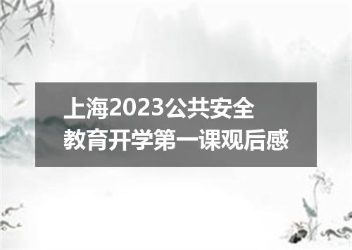 上海2023公共安全教育开学第一课观后感