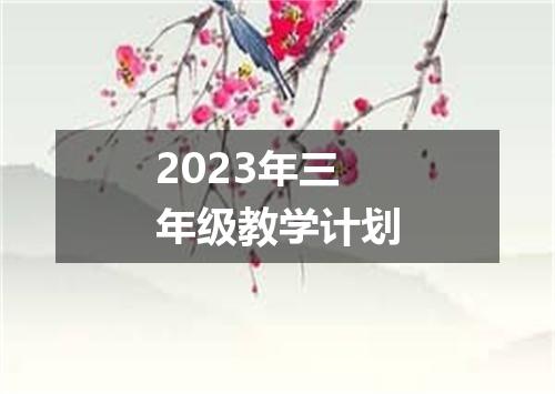 2023年三年级教学计划