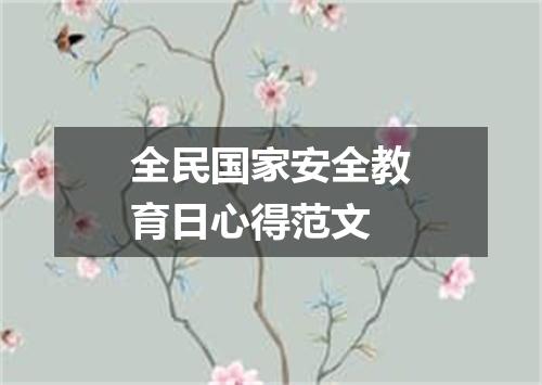 全民国家安全教育日心得范文