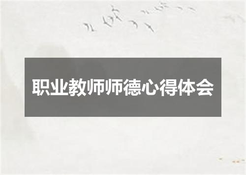 职业教师师德心得体会