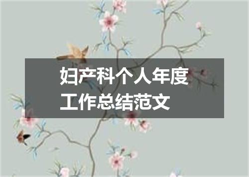 妇产科个人年度工作总结范文