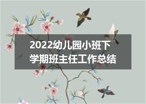 2022幼儿园小班下学期班主任工作总结