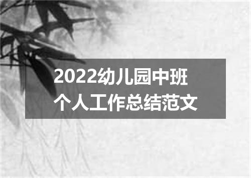 2022幼儿园中班个人工作总结范文